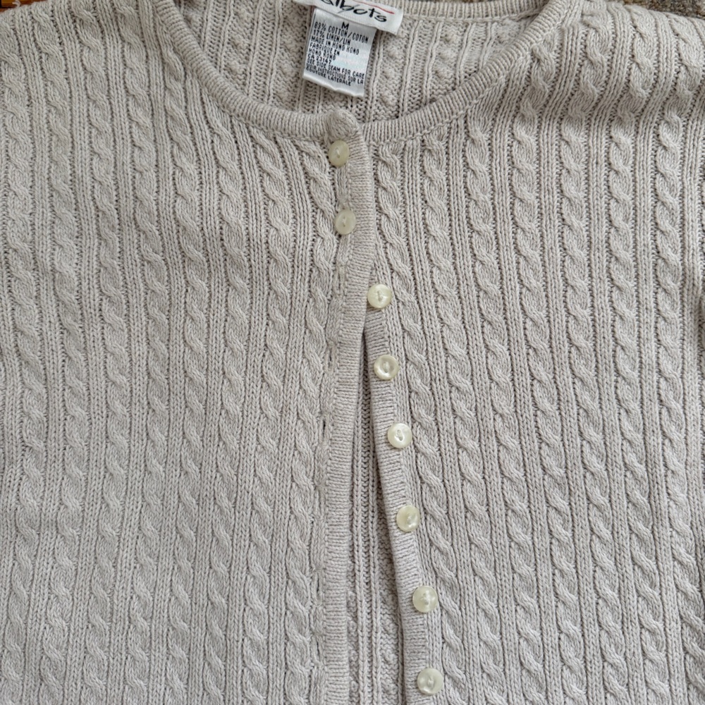 Vintage Talbots Off-White Cable Knit Sweater - Picture 4 of 4